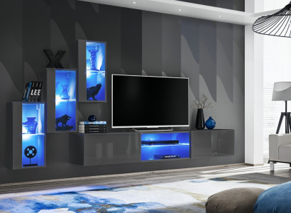 Suite Set 4-piece wall unit luxury designer sideboard TV lowboard wooden furniture